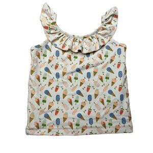 Shrimp & Grits Kids Swim Tank Top Girls Multicolor Ice Cream Print Ruffle Size M
